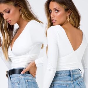 Princess Polly Passerine Bodysuit Long Sleeve White